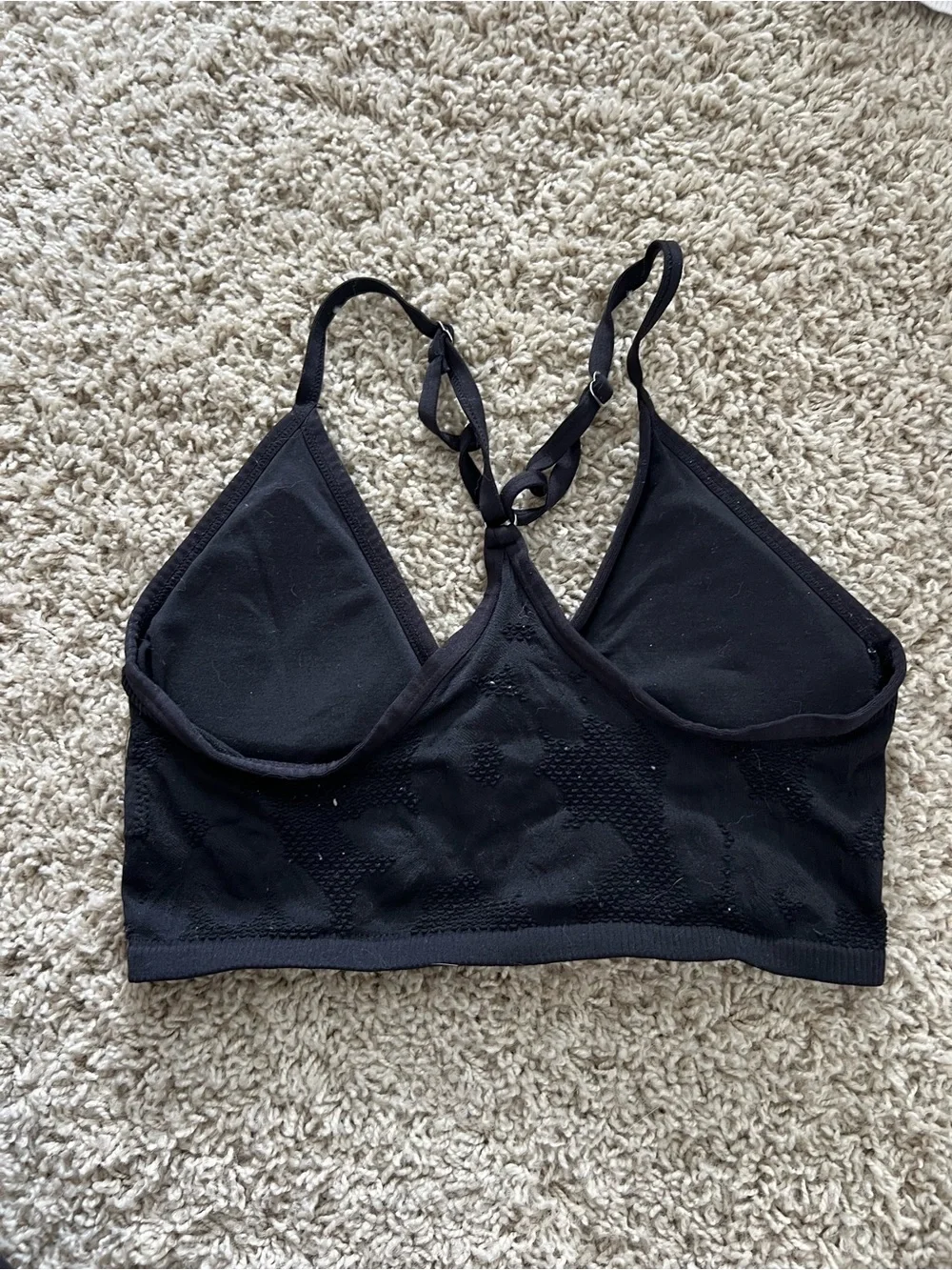 aerie Black Seamless V-Neck Racerback Bralette